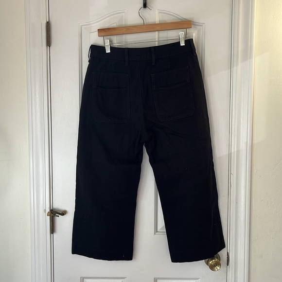 American Giant | Wide Leg Cropped Pants Black Heavy Cotton Stretch Size 8 - Picture 4 of 9